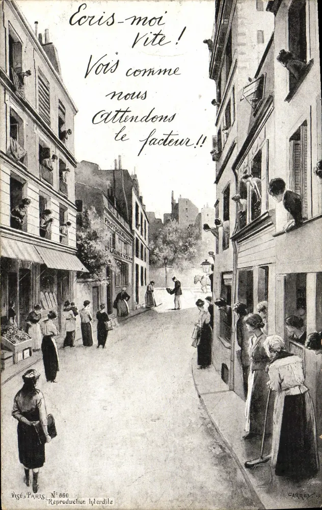 Auf den Postboten warten — Rue de la République, Paris — Visé & Paris, Nr. 860 - Vorderseite