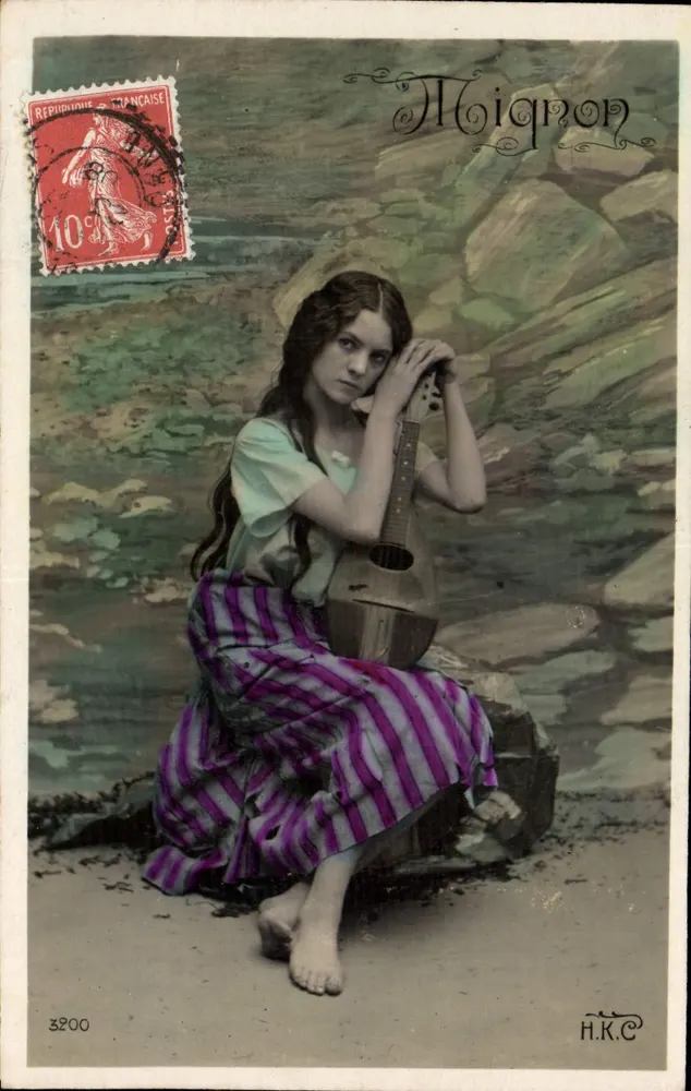 Jovem mulher com mandolina — Mignon — H.K.C. n°3200 - Frente