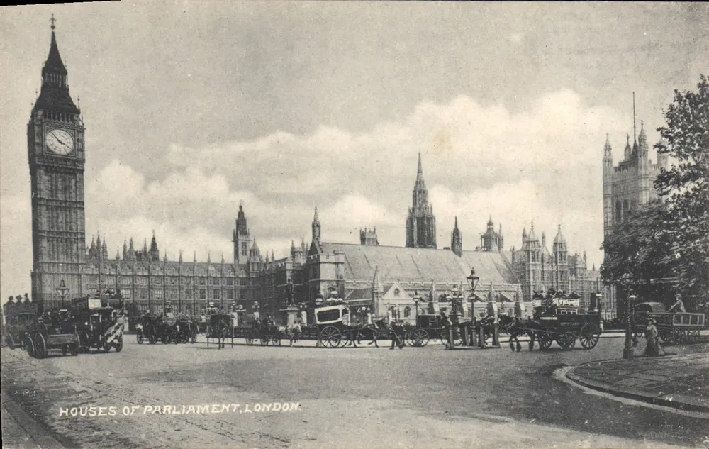 Häuser des Parlaments, London — Ansicht mit Big Ben — Verleger nicht sichtbar - Vorderseite
