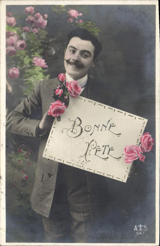 Mann mit Rosen — Bonne Pête — AJS 547 - Vorderseite