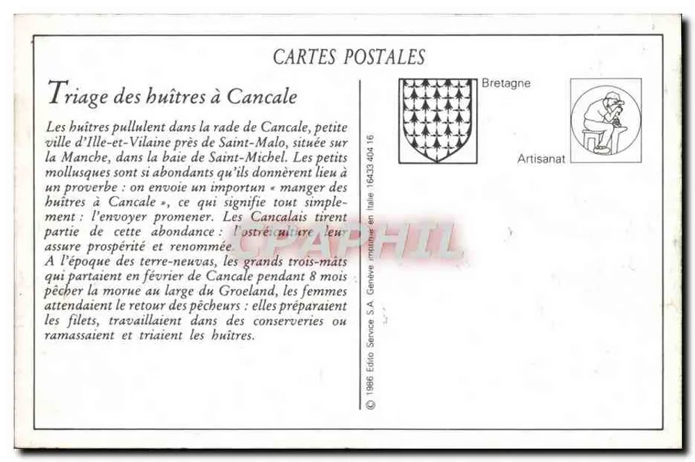 Cancale — Triagem das Ostras — LL. - Verso