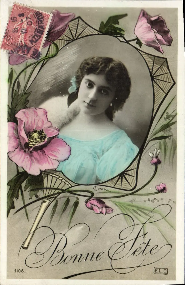 Junge Frau — Frohe Feier — Verlag E.L.D., Nr. 4108 - Vorderseite