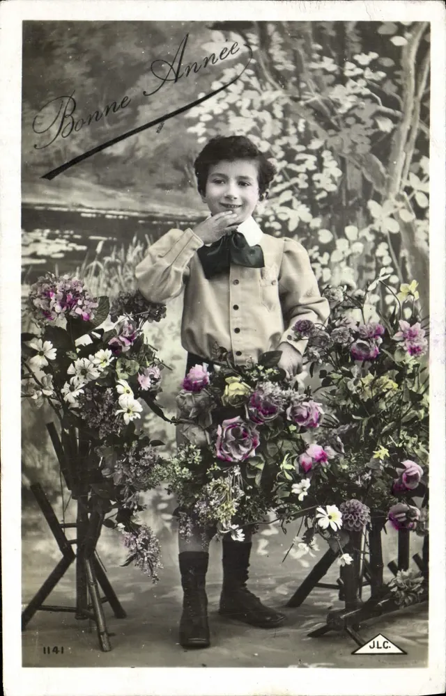 Klein kind met bloemen — Gelukkig Nieuwjaar — J.L.C. n°1141 - Voorkant