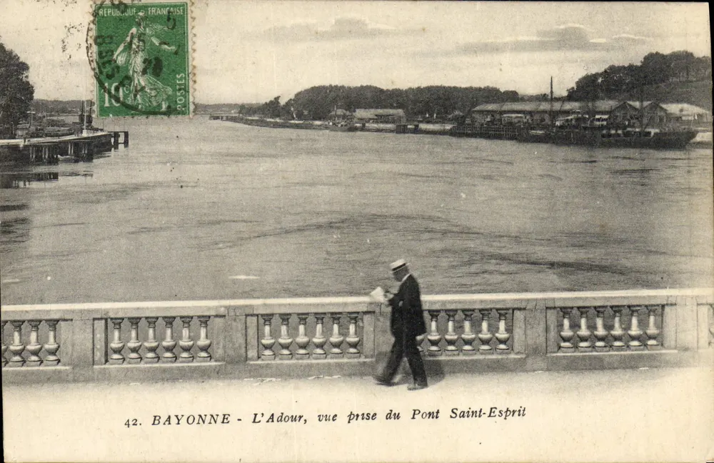 Bayonne - Der Adour, Ansicht vom Pont Saint-Espril — G. Arlaud, Verlag, n°42 - Vorderseite