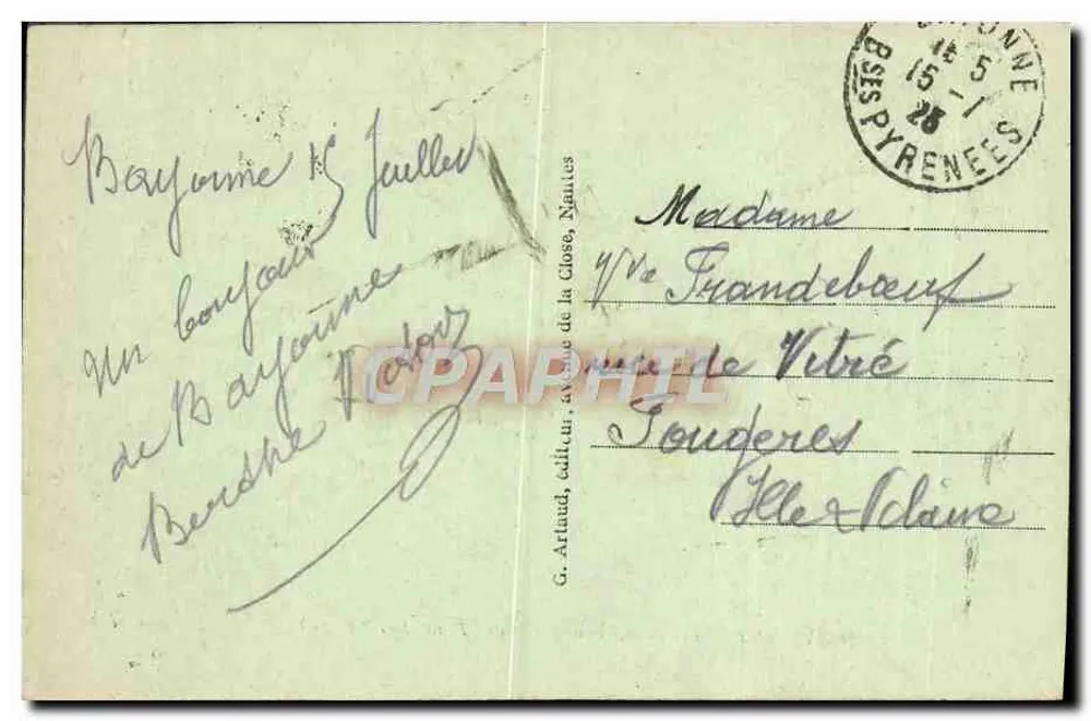 Bayonne - Der Adour, Ansicht vom Pont Saint-Espril — G. Arlaud, Verlag, n°42 - Rückseite