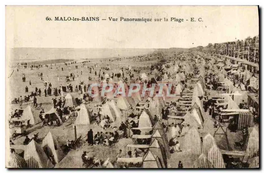 MALO-les-BAINS — Panoramablick auf den Strand — E. C. - Vorderseite