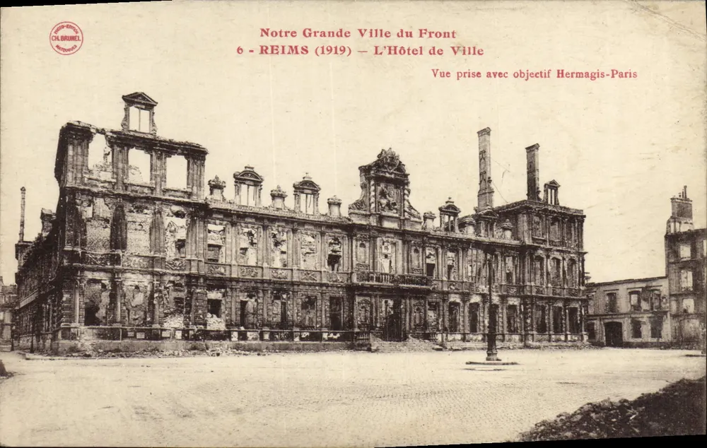 Reims (1919) — Das Rathaus — Ansicht mit Hermagis-Paris-Objektiv - Vorderseite