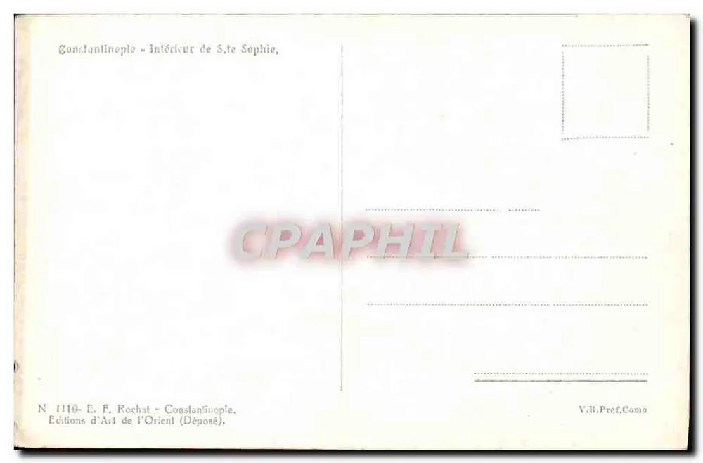 Constantinopel — Innenansicht der Hagia Sophia — E. F. Rochat, N° 1110 - Rückseite