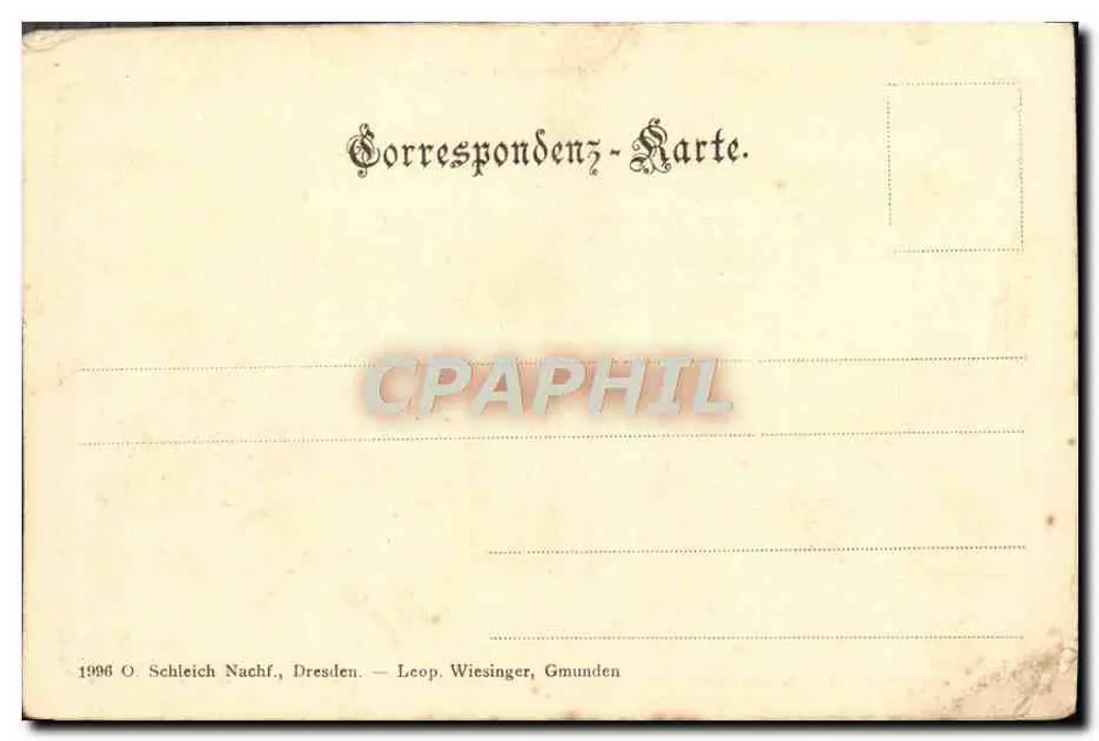 Gmunden vom Calvarienberg — vue panoramique du lac et des montagnes — éditeur O. Schleich Nachf., Dresden - Rückseite