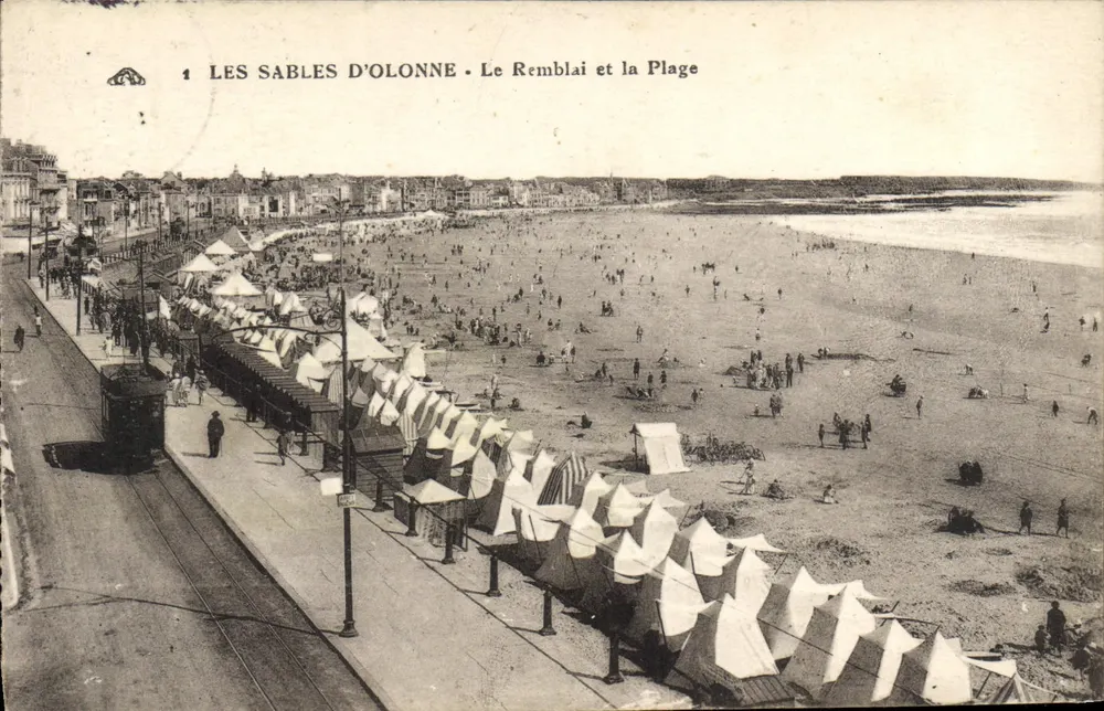 Les Sables d'Olonne — Der Damm und der Strand — Unbekannter Verlag, Nr. 1 - Vorderseite