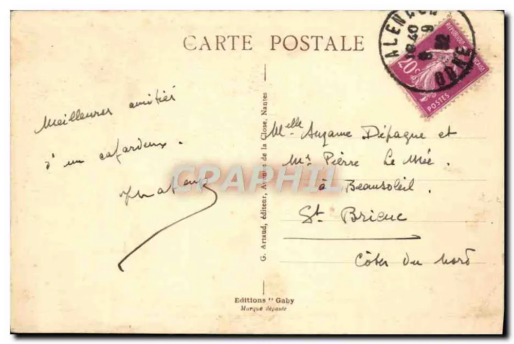 Château de Chauvigny — Vue du château reflété dans un étang avec un canot — Éditeur Gaby, n° 64 - Verso