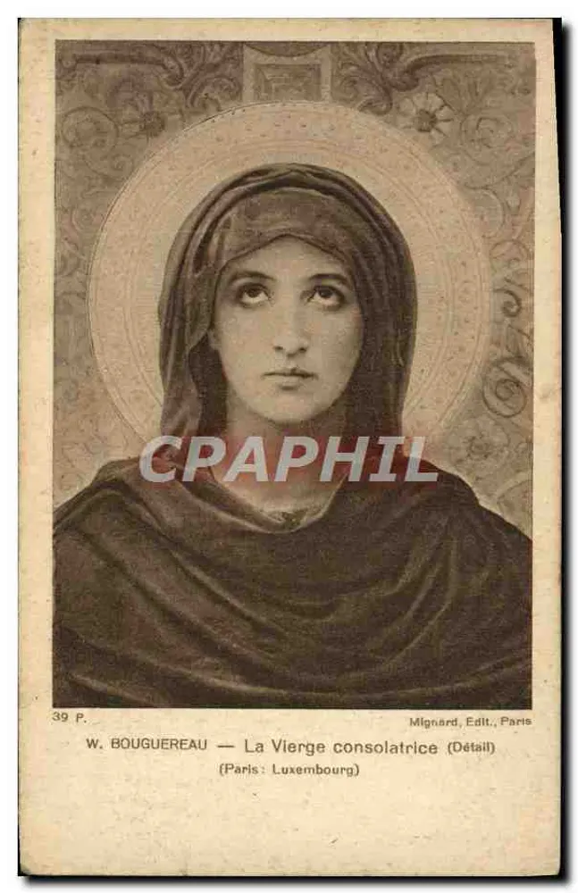 La Vierge consolatrice — détail de la peinture de W. BOUGUERAU — éditeur Milgnard, Paris - Frente