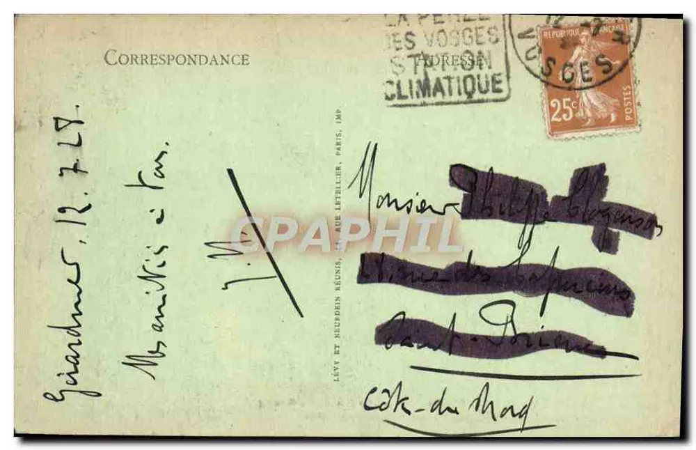 Gérardmer — Panorama vom Allenberg — Verlag Lévy et Neudhén Réunis, n° 310 - Rückseite