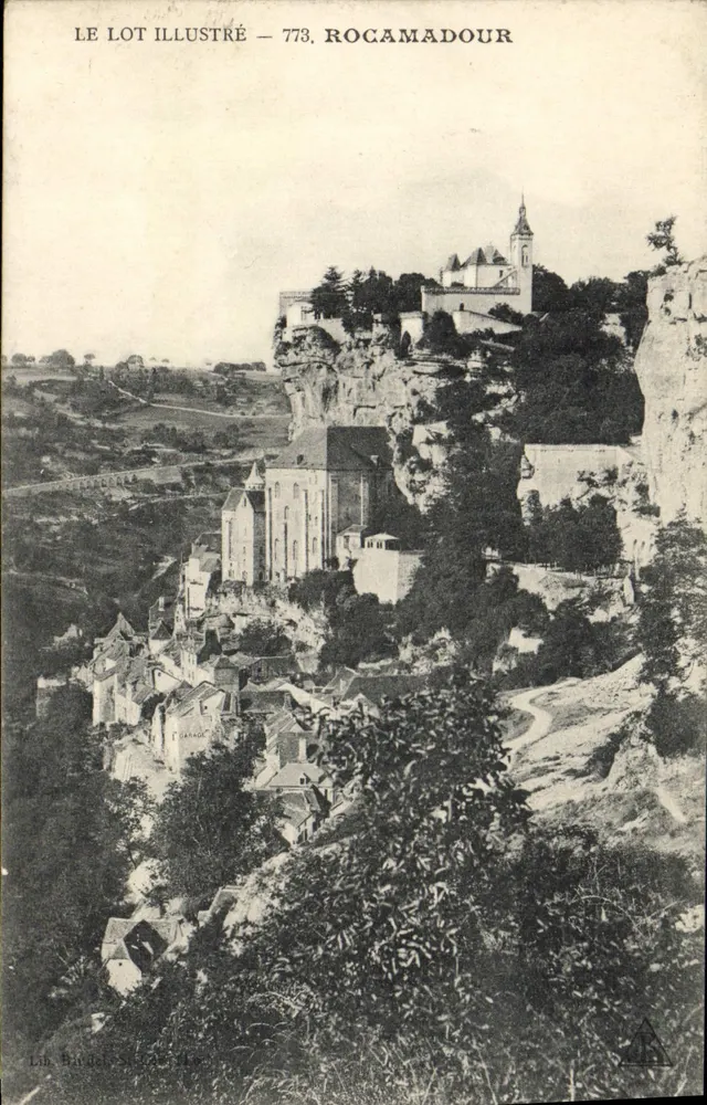 Rocamadour — vista panorâmica do vilarejo alto — Lib. Bivdel, n° 773 - Frente