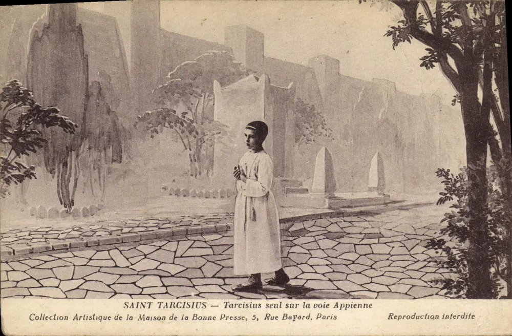 Heiliger Tarcisius — Tarcisius allein auf der Via Appia — Künstlerische Sammlung der Maison de la Bonne Presse, 5, Rue Bayard, Paris - Vorderseite