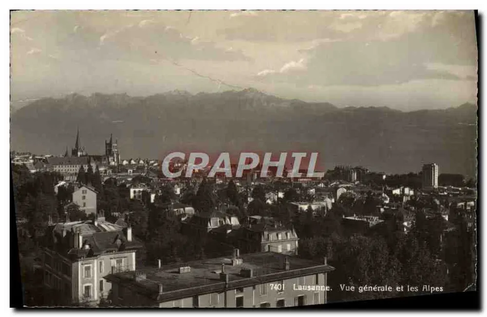 Lausanne — Allgemeiner Blick und die Alpen — Edition Jäger, Nr. 7401 - Vorderseite