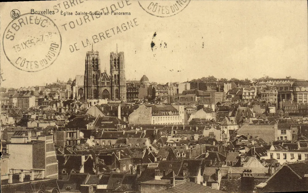 Brüssel — Kirche Saint-Gudule und Panorama — Verleger STBRIEUC - Vorderseite