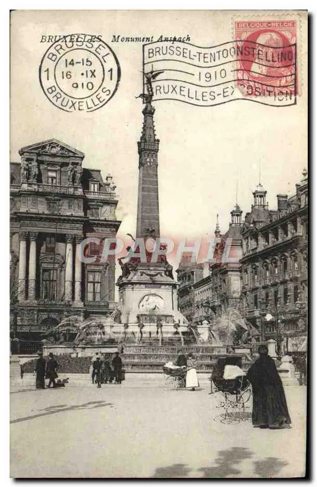 Monumento Auspach — Exposição de Bruxelas 1910 — editor não identificado - Frente