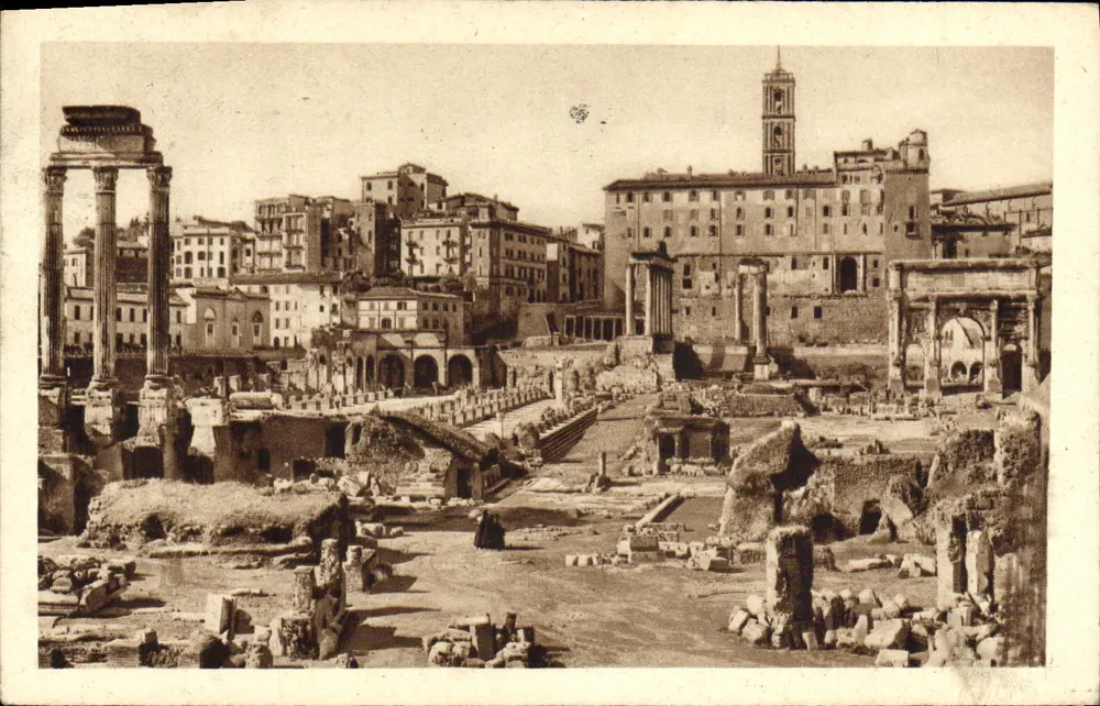 Rome - Forum Romanum mit dem Tempel des Castor und der Basilika Julia — Verlag A. Schrech, Nr. 4375-27 - Vorderseite