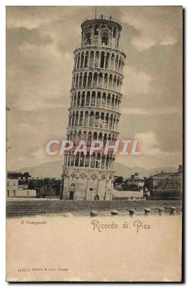 O Tour de Pisa — Vista panorâmica — R. Campaùtile, n° 14300, editor Himmeler & Jonas, Dresden - Frente