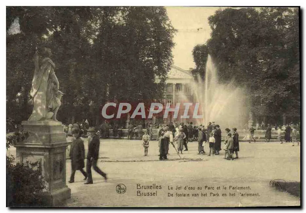 Bruxelles - Le Jet d'eau au Parc et le Parlement — éditeur N. L. S. (N. L. S.) - Vorderseite