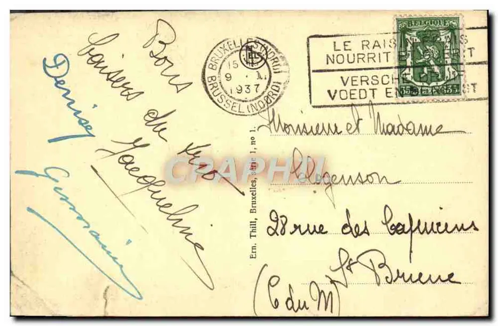 Bruxelles - Le Jet d'eau au Parc et le Parlement — éditeur N. L. S. (N. L. S.) - Rückseite