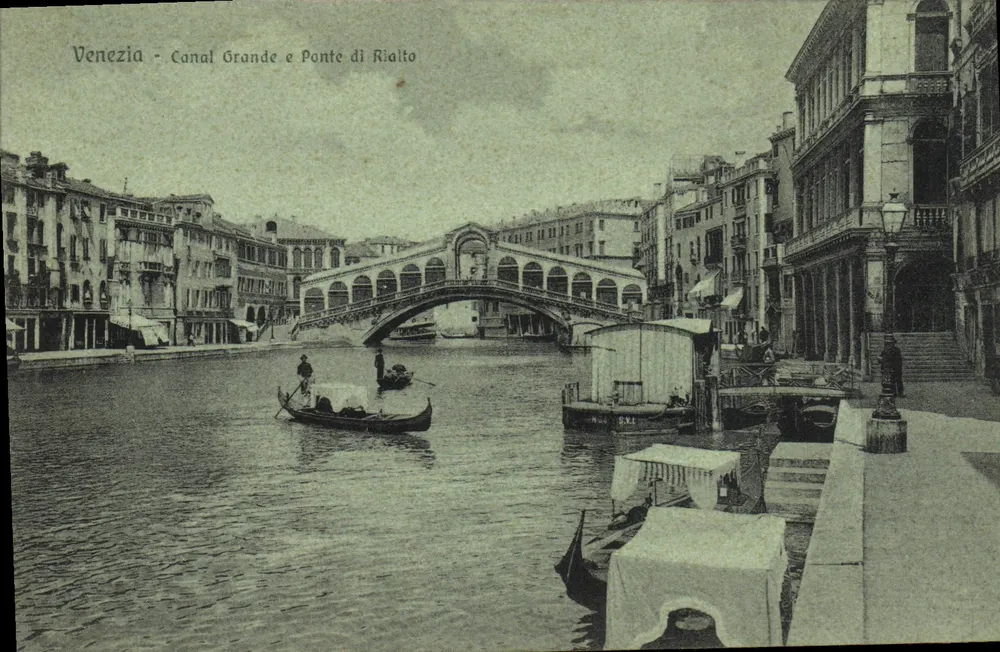 Venedig - Grand Canal und Ponte di Rialto — italienische Postkarte - Vorderseite