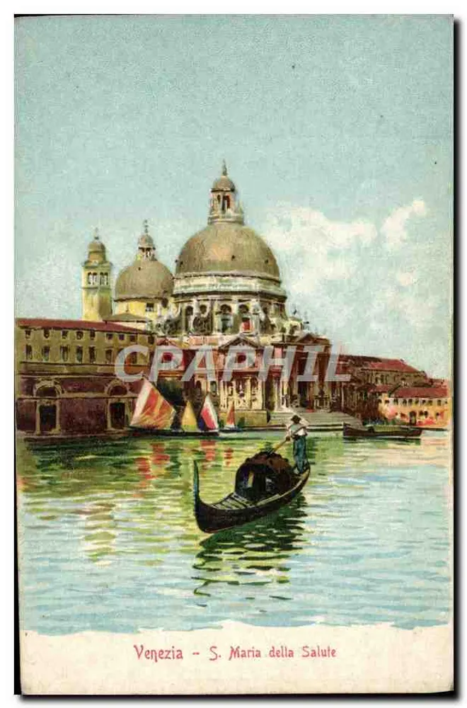 Veneza - S. Maria della Salute — vista do canal com gôndola — Ford Gobbato, Veneza - Frente