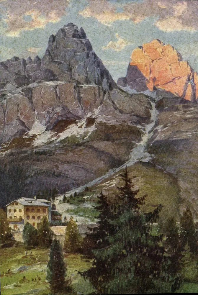 Drei Kreuze (m 1820) Richtung Monte Cristallo (m 3199) — Straße der Dolomiten — Verlag Q 9015 n - Vorderseite