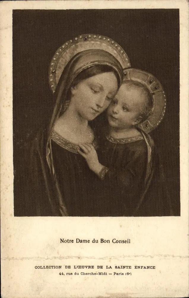 Notre Dame du Bon Conseil — représentation de la Vierge et l'Enfant Jésus — éditeur COLLECTION DE L'ŒUVRE DE LA SAINTE ENFANCE, n° de série non visible - Frente