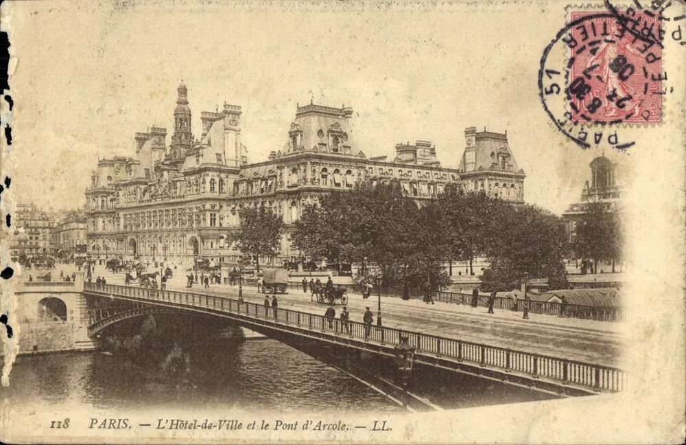 Paris — DasHôtel-de-Ville und der Pont d'Arcole — LL. — n° 118 - Vorderseite