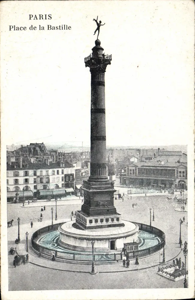 Paris — Praça da Bastilha — coluna da Bastilha com estátua da Liberdade - Frente