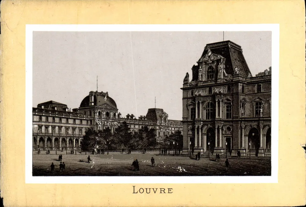 Louvre — vue de la cour Napoléon et du pavillon de la Cour Carrée — éditeur inconnu - Awers