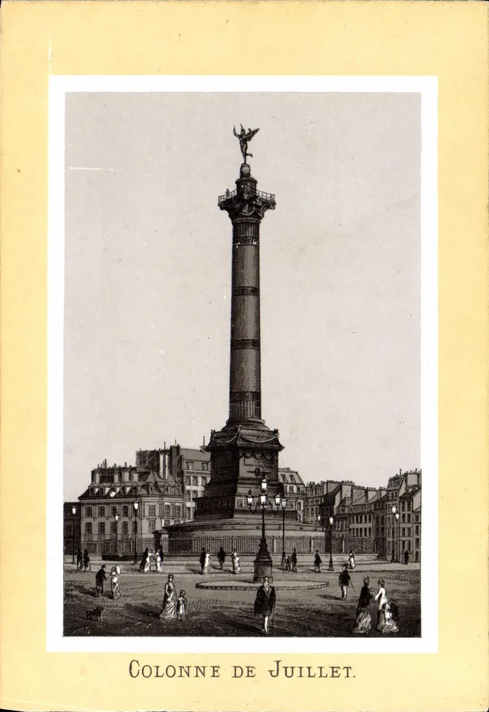Colonne de Juillet — monument à Paris, éditeur impr. sur la carte - Frente