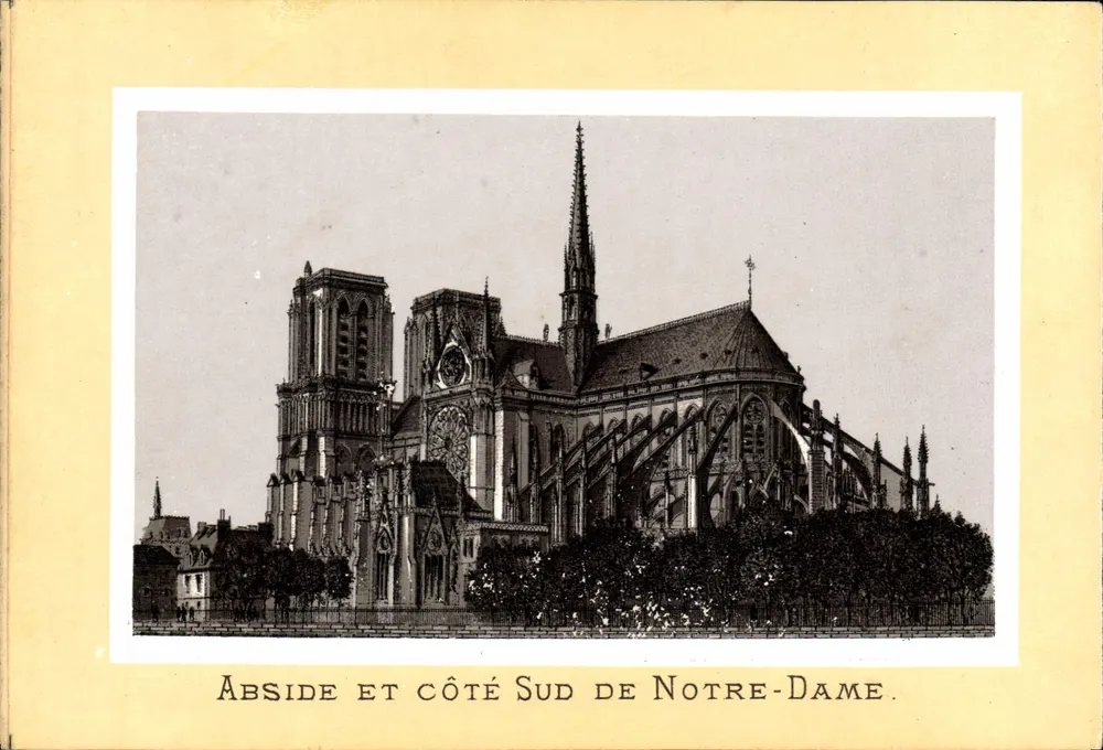 Abside et côté Sud de Notre-Dame — vue de la cathédrale de Paris, éditeur impr. sur la carte - Frente