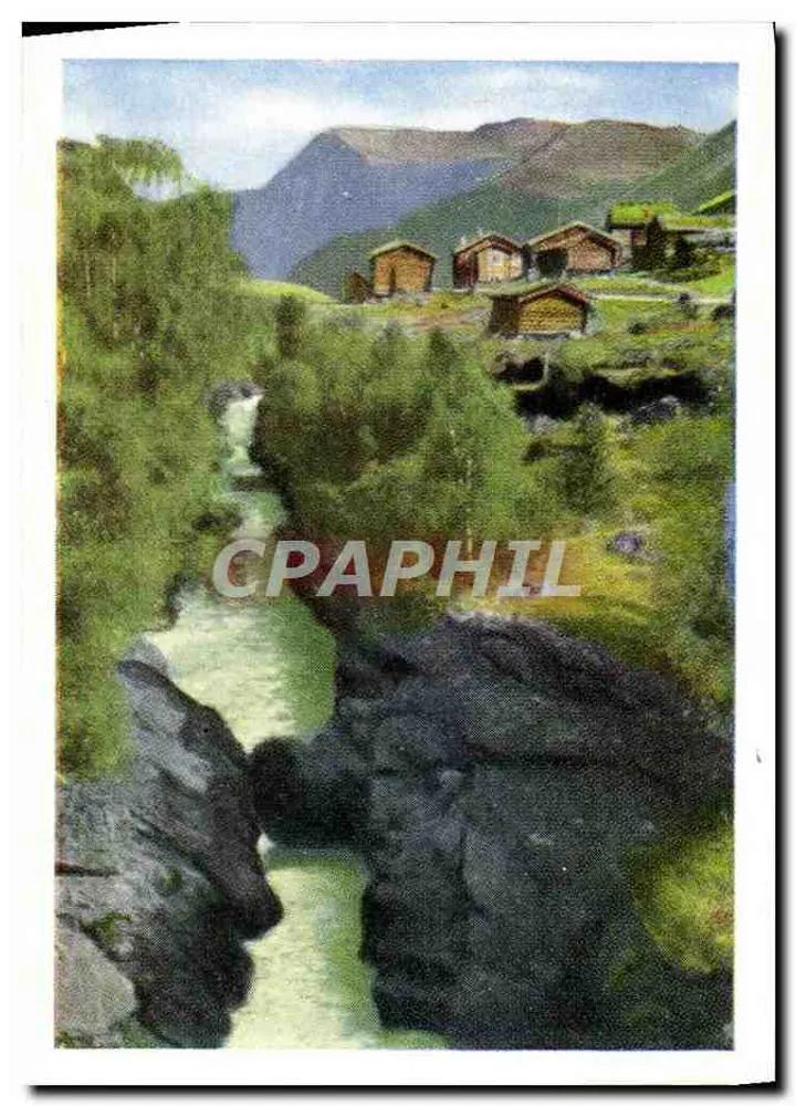 Røysheim, Bøverdal — vista de paisagem com riacho e cabanas — n°20 - Frente