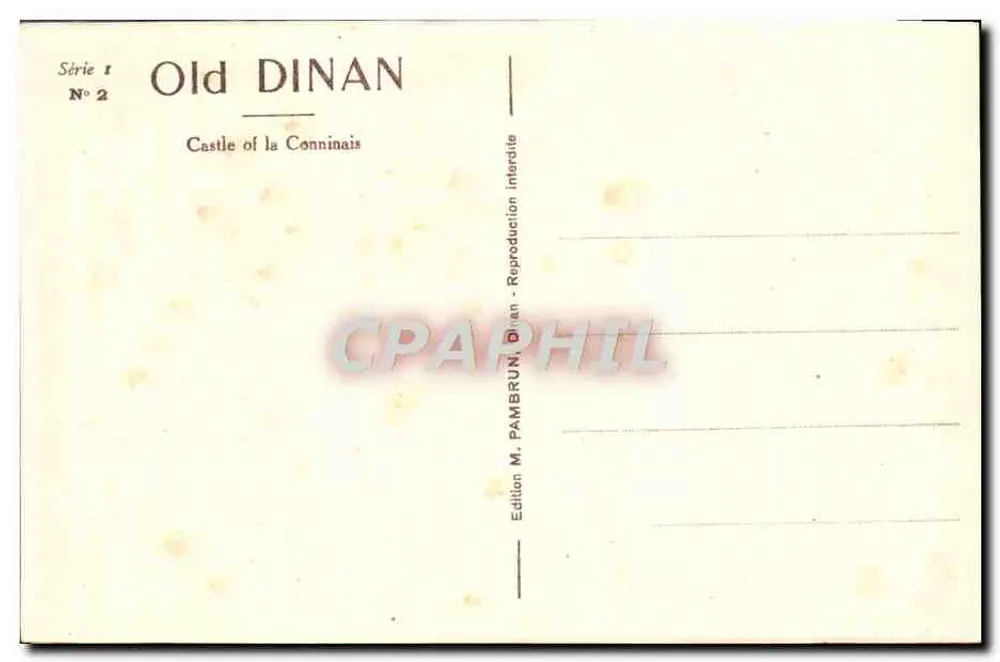 Dinan - Castelo da Conninais — Série 1, N° 2, edição M. Pambrun - Verso
