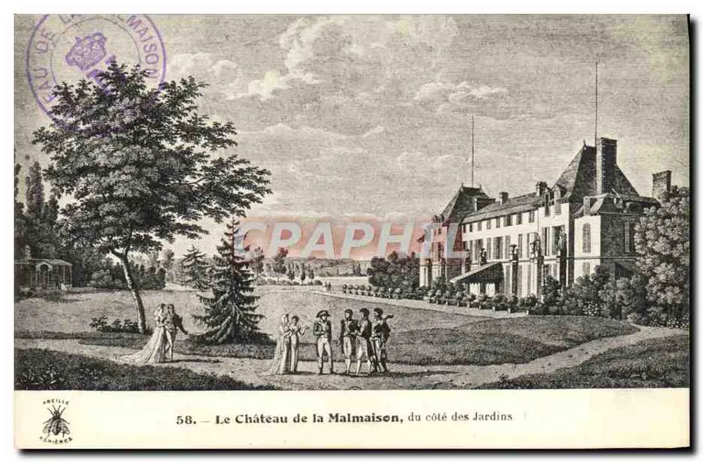 Das Schloss de la Malmaison, von der Seite der Gärten — Serie 58 — Verleger Aretille & Cie - Vorderseite