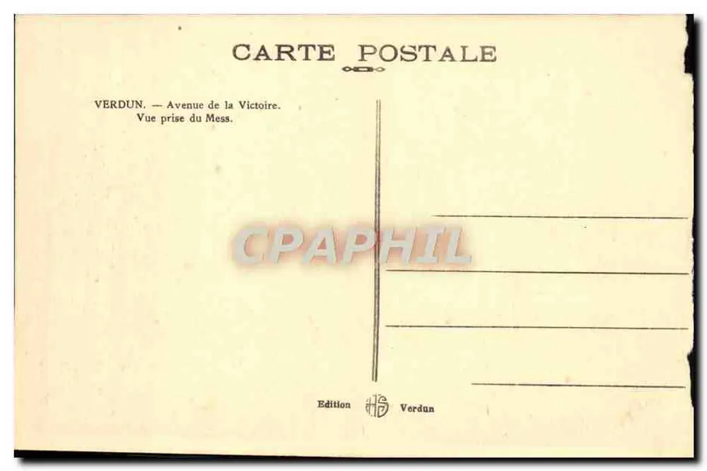 Verdun — Avenue de la Victoire — Aufnahme vom Mess — Édition Verdun - Rückseite