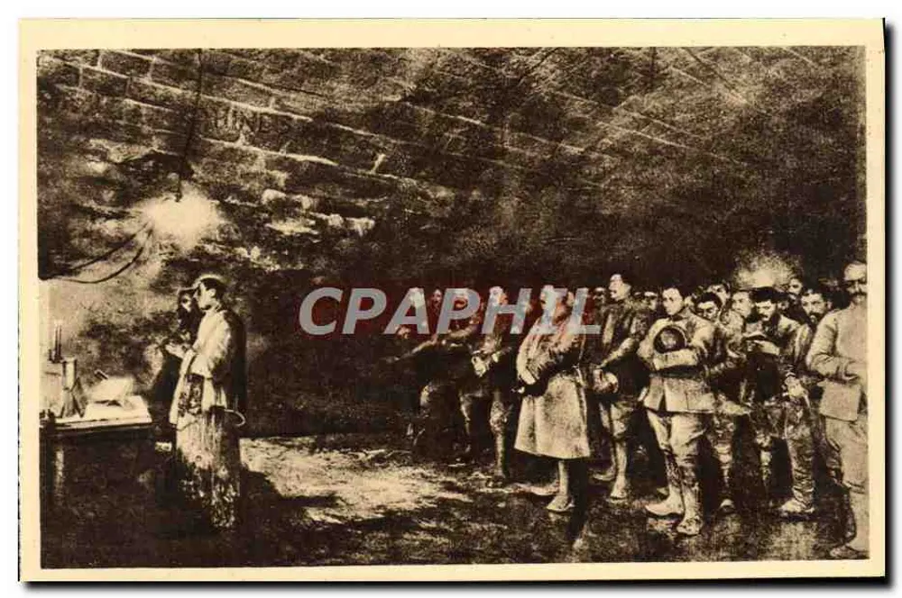 Mitternachtsmesse im Jahr 1916 in einer Schützengrube des Forts Douaumont, umgewandelt in eine Kapelle — Edition Verdun - Vorderseite