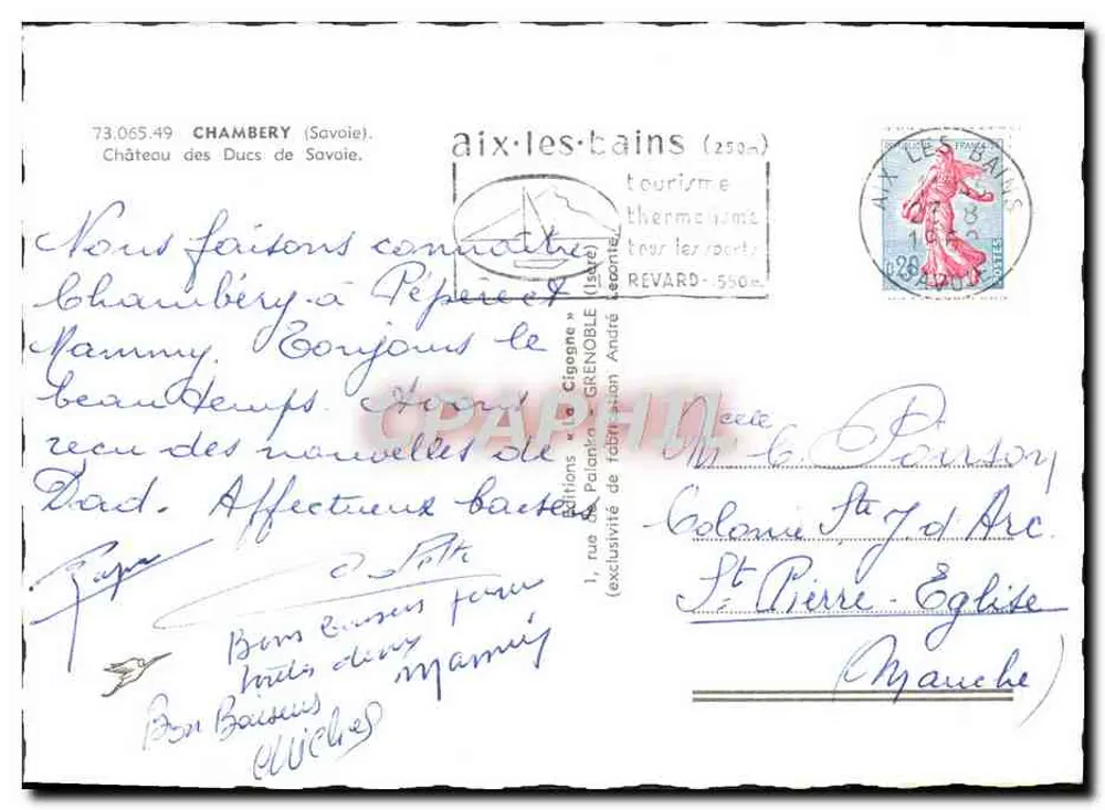 Chambéry — Castelo dos Duques de Saboia — Edições « La Cigogne » - Verso