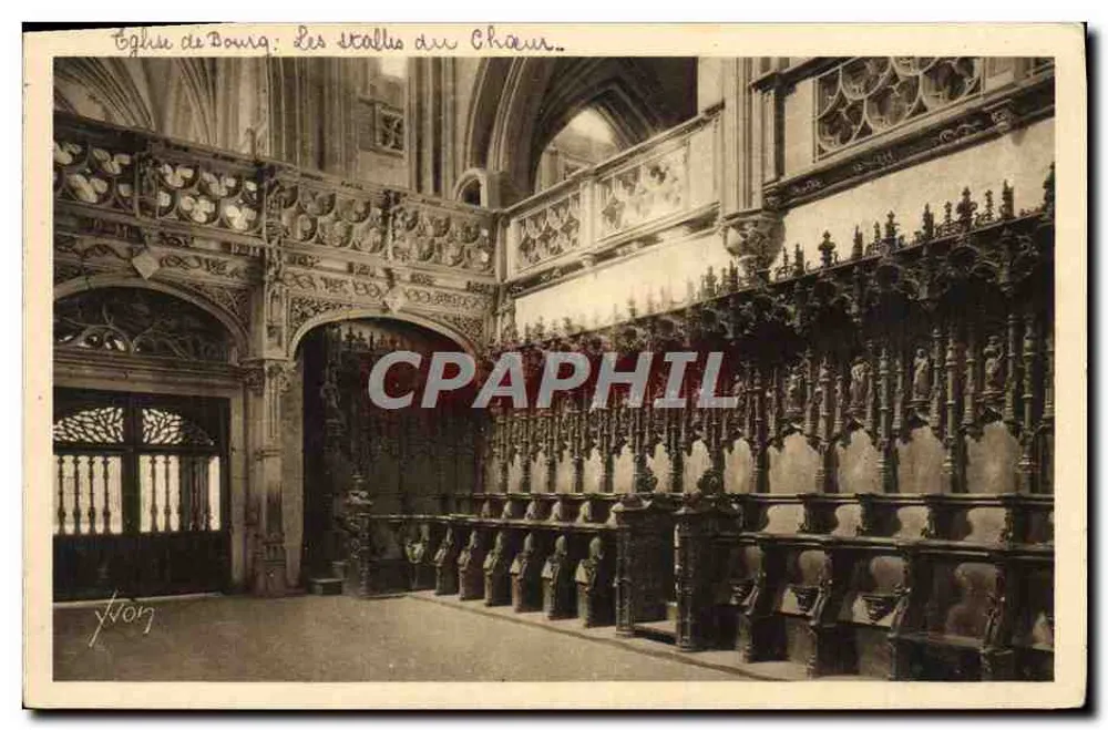 Igreja de Bourg: As cadeiras do Coro — Edições d'Art Yves, Paris - Frente