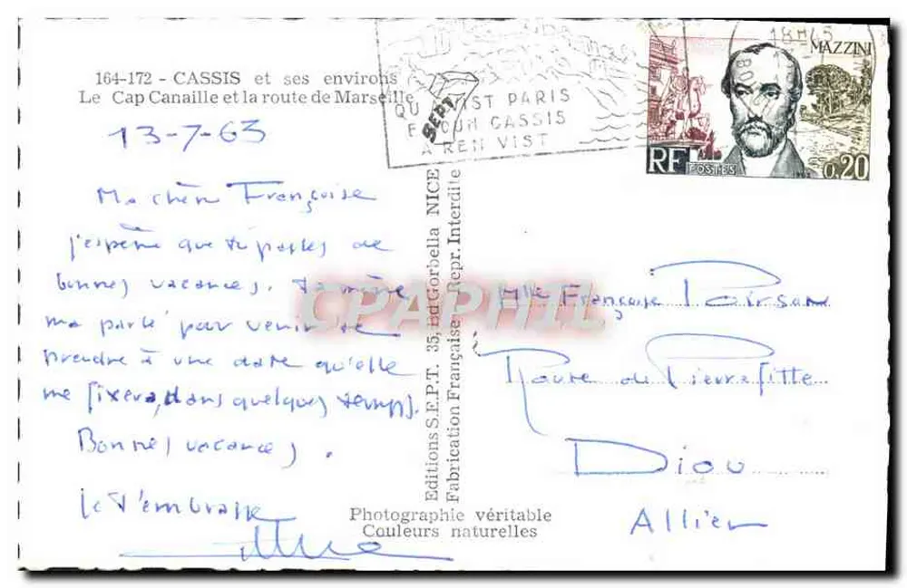 Cassis — Der Cap Canaille und die Straße nach Marseille — Éditions S.E.P.T. Marseille - Rückseite