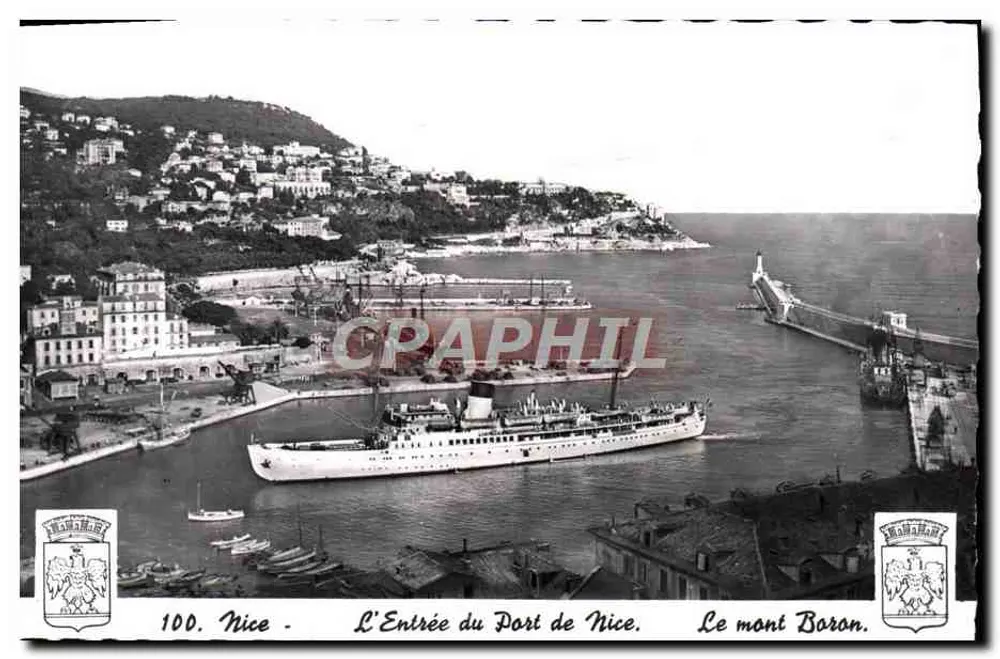 Nice - A entrada do porto de Nice. O monte Boron — Editor: MAMARAN, n° 100 - Frente