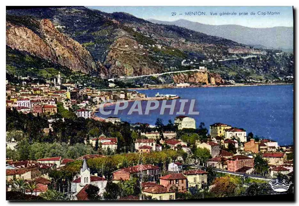 Menton — Vista geral tirada do Cap-Martin — Edições Munier, n°29 - Frente