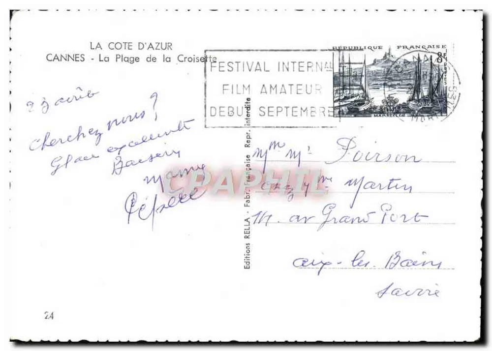 Cannes - La Plage de la Croisette — Éditions Rella, n°24 - Rückseite