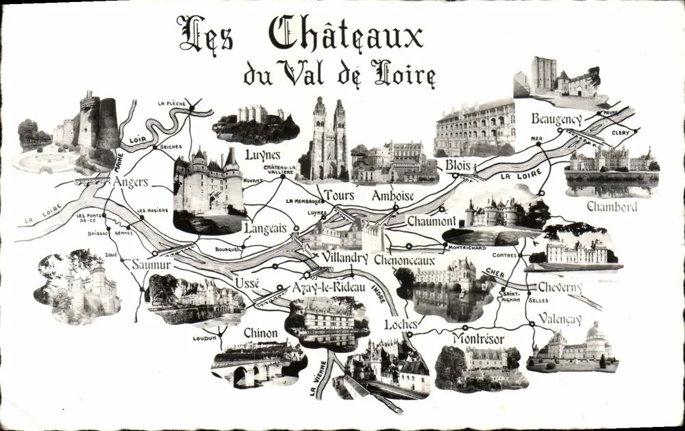 Os Castelos do Vale do Loire — Carta Postal Ilustrada — Edições de Arte Raymond - Frente