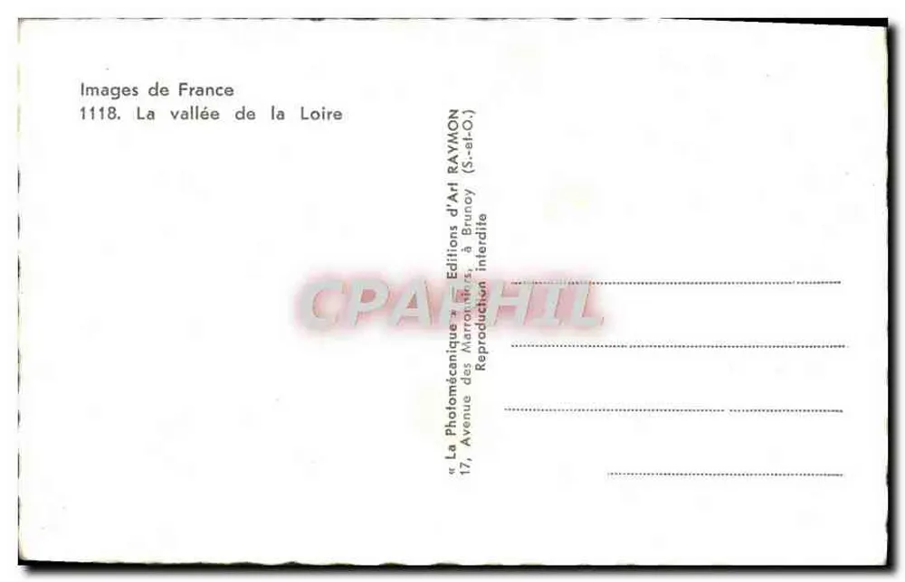Os Castelos do Vale do Loire — Carta Postal Ilustrada — Edições de Arte Raymond - Verso