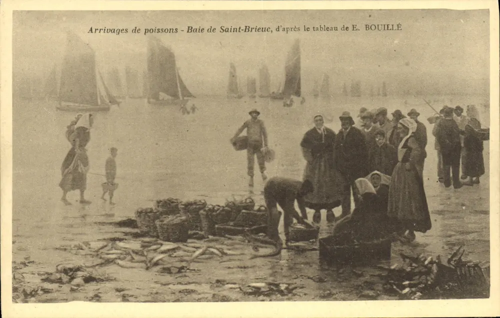 Fischankünfte — Bucht von Saint-Brieuc, nach dem Gemälde von E. BOUILLÉ - Vorderseite