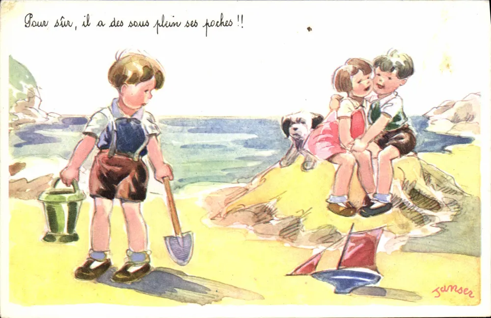 Crianças brincando na praia — Janser - Frente